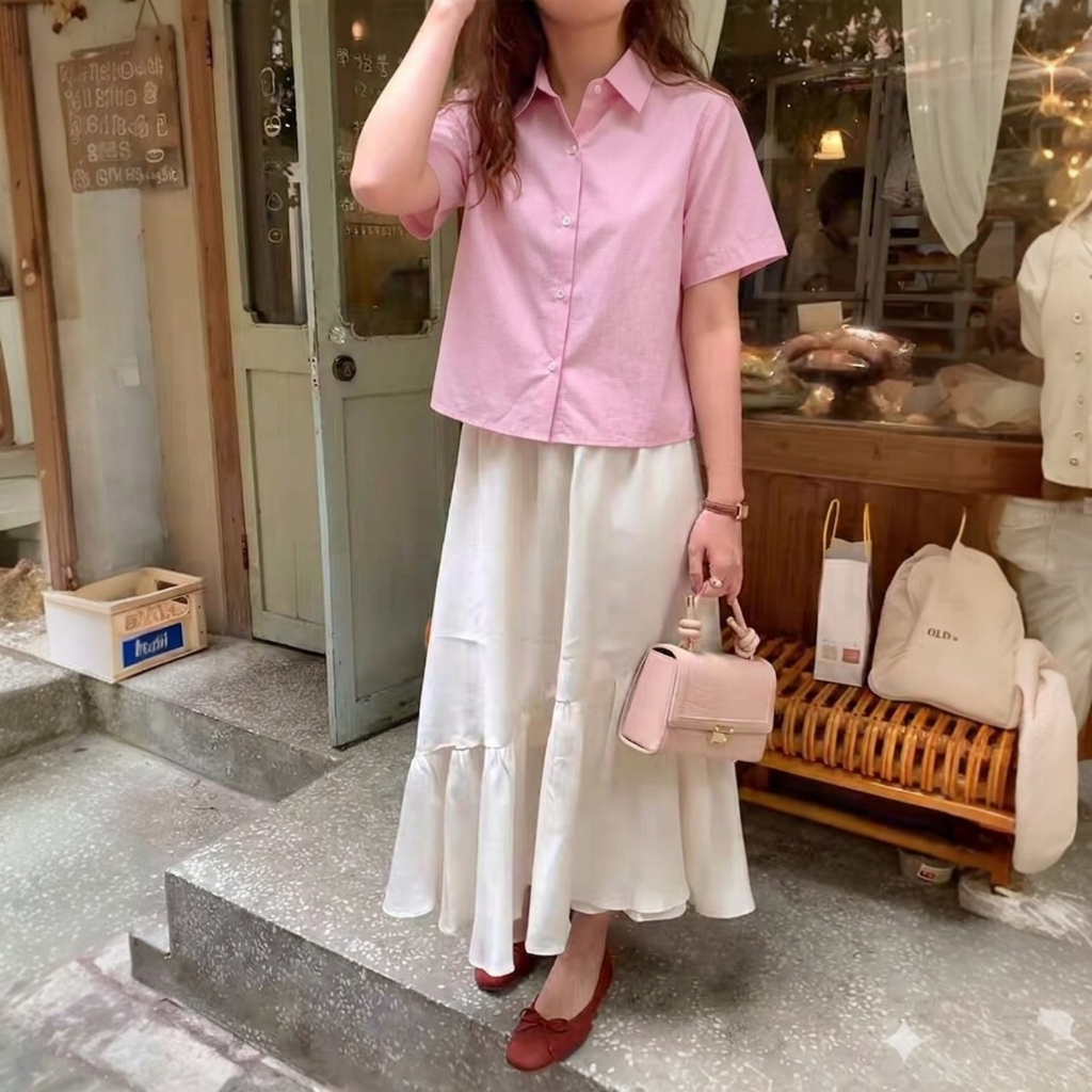Candy shirt เสื้อเชิ้ตผู้หญิงแขนสั้น สีพื้น สีสดใส เนื้อผ้าคอตตอน by minimal club