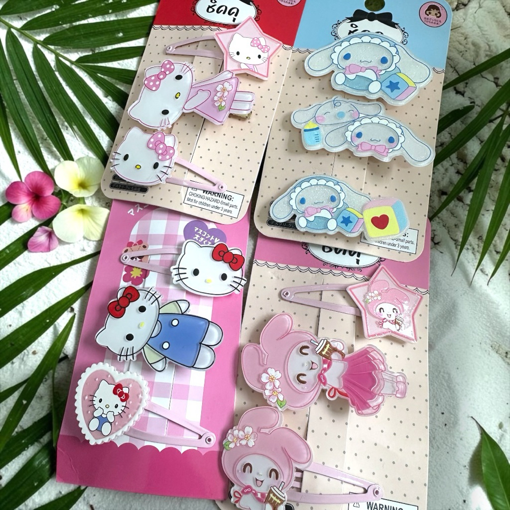 กิ๊บติดผมซานริโอ คิตตี้ มายเมโลดี้ คุโรมิ ชินนามอน โปเชโกะ สไตล์หวาน Floral Dream (Set 3ชิ้น)สุดน่ารัก โทนพาสเทลหวานๆ