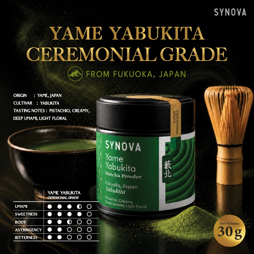 ผงเครื่องดื่ม SYNOVA : ยาเมะ ยาบูกิตะ มัทฉะ Yame Yabukita Matcha Powder (Tin-30 g.)