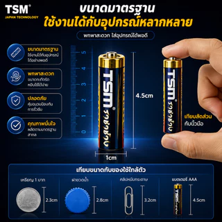 ถ่าน AAA ราชาช้าง TSM-3A4 1.5V ของแท้ แพ็ค 4 ก้อน ถ่านรีโมท ถ่านไฟฉาย ใช้งานยาวนาน พร้อมส่ง