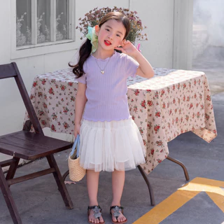 PRINCESS KESLI เสื้อยืดเด็กผู้หญิง เสื้อแขนสั้นเด็ก เสื้อผ้าเด็กผู้หญิง สวมใส่สบาย สัมผัสนุ่ม 2-12 ปี