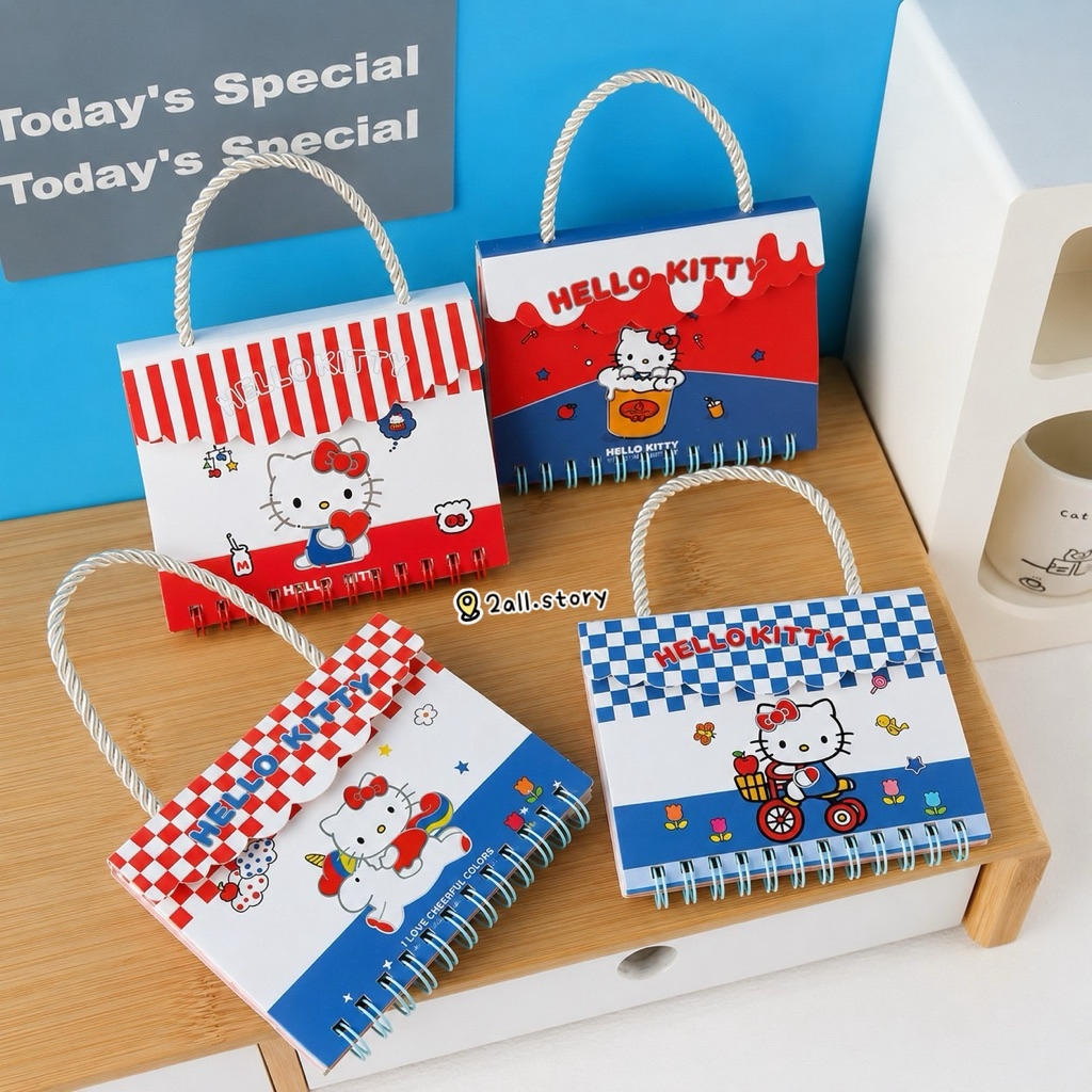 Sanrio สมุดสันห่วง A7 กระเป๋าหิ้ว ลายคิตตี้แดง WZ-012