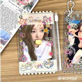 Puppy Friends PVC Card Pouch | ซองใสวิ้งลายน้องหมา ใส่การ์ด บัตร พวงกุญแจ