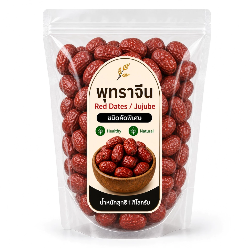 พุทราจีน ไร้เมล็ด เกรดพรีเมียม คัดพิเศษ Red Dates Jujube ลูกใหญ่ เนื้อหนา หวานธรรมชาติ ชงดื่ม ทำขนม ขนาด 1 kg