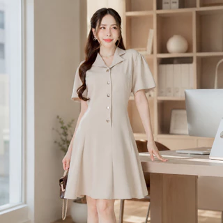 Modish | Sandy Dress | เดรสทำงานคอปก แต่งกระดุมหรู
