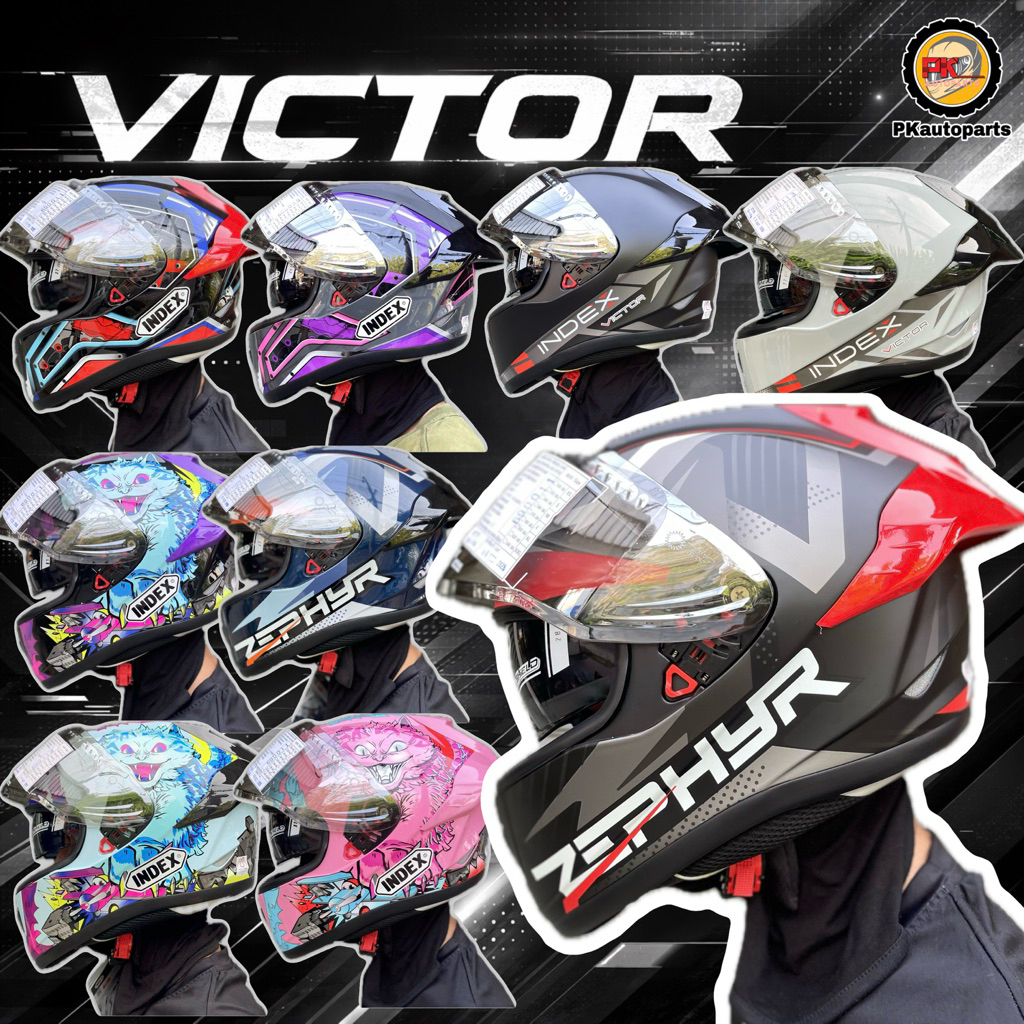 Index ID Victor หมวกกันน็อคเต็มใบ แว่น 2 ชั้น NEW!!