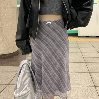 Veewink พร้อมส่งจากกทม skirt กระโปรงยาว เอวสูง ชีฟอง แฟชั่น เข้ารูป สไตล์วินเทจ ฤดูร้อนสําหรับสตรี
