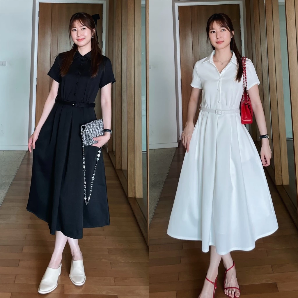 Dressupcorner Alba Belted Dress DCN01315 เดรสดำ