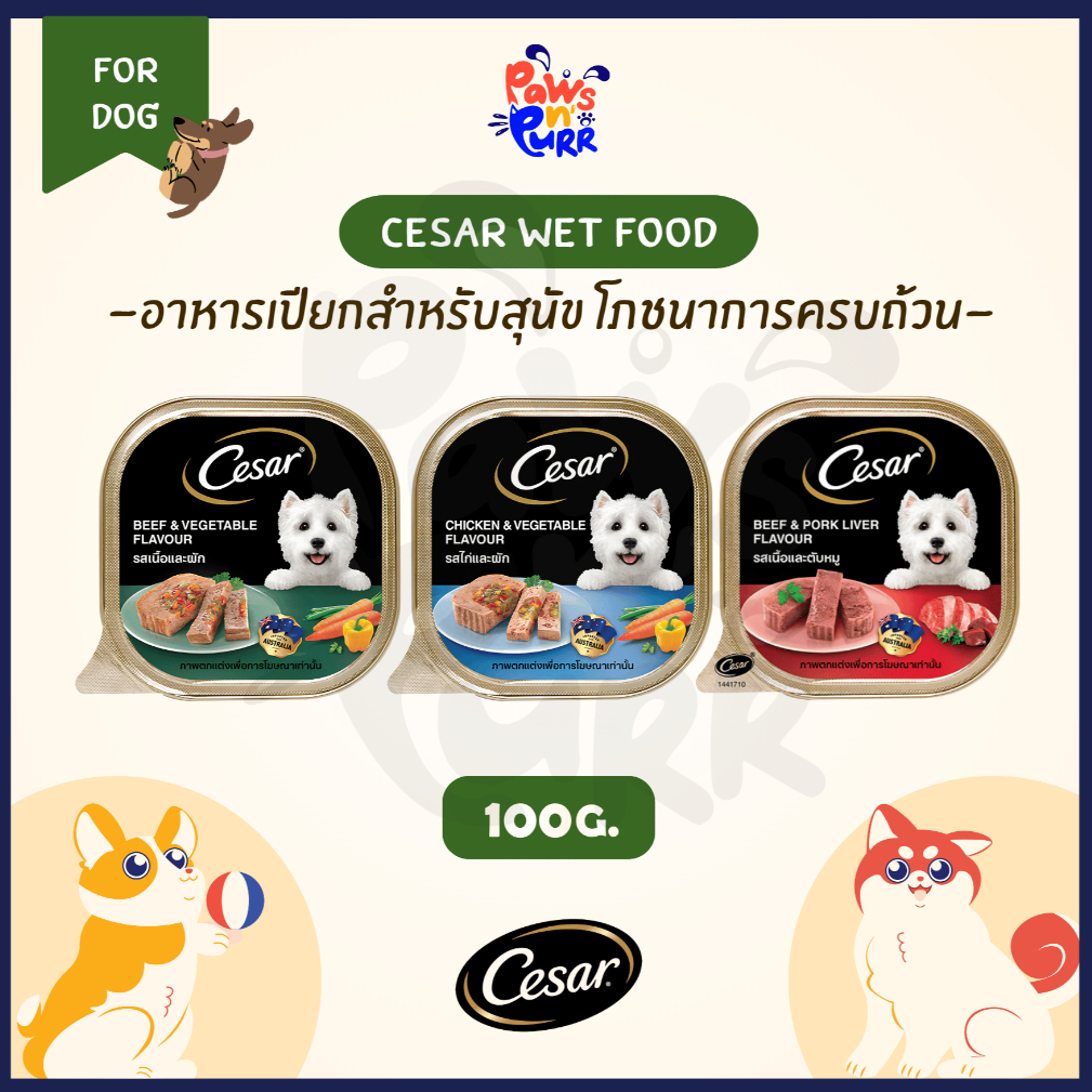 Cesar อาหารเปียกสำหรับสุนัข โภชนาการครบถ้วน 100g.