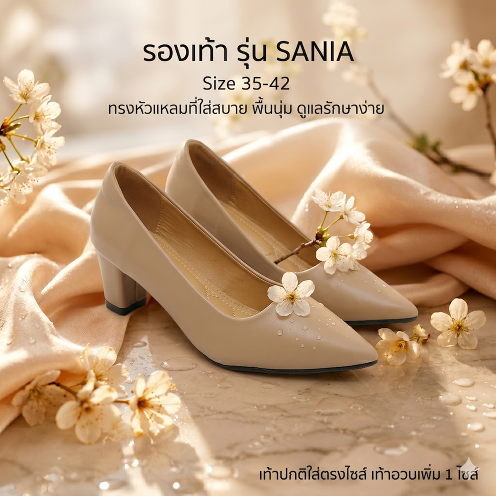 รองเท้าคัทชู รุ่น Sania ทรงหัวแหลม ส้นสูง 2 นิ้ว รุ่นนี้ใส่แล้วสวยมาก ใส่ตรงไซส์/เท้าอวบเพิ่มไซส์ (คัชชู)