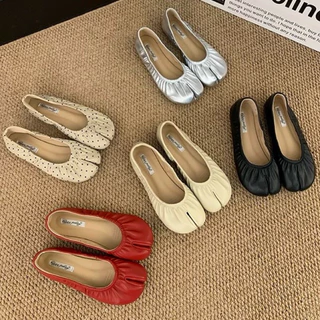(ร้านไทย—มีพร้อมส่ง / pre-order) รองเท้าทรงกีบหมู tarte tatin flats (𝘷𝘦𝘳. 𝘳𝘶𝘤𝘩𝘦𝘥) รุ่นจับจีบ มีทั้งหมด 5 สี | justmoment