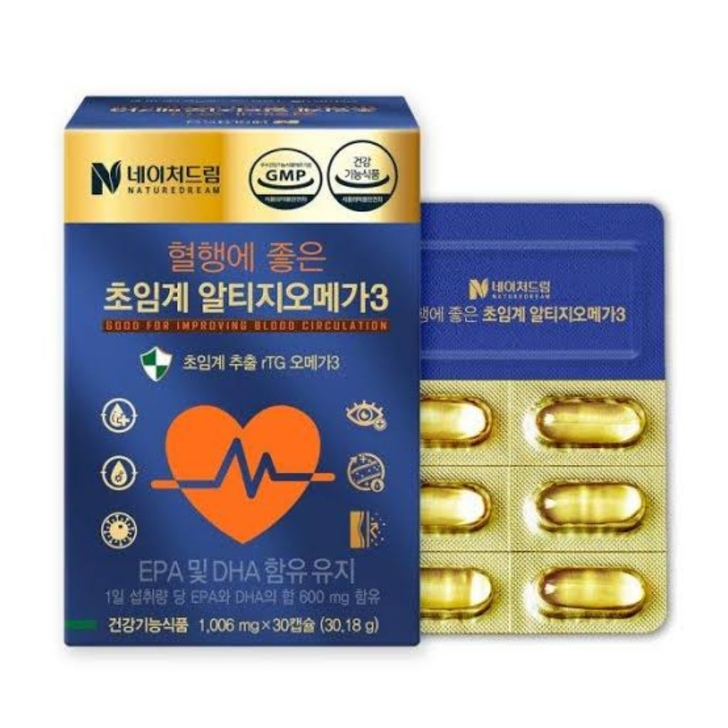 แท้💯พร้อมส่ง⚡️ Nature Dream rTG Omega 3 จากเกาหลี ซึ่งเป็นโอเมก้า 3 รูปแบบ rTG ดูดซึมได้ง่าย มีEPA DHA 1กล่อง/30เม็ด