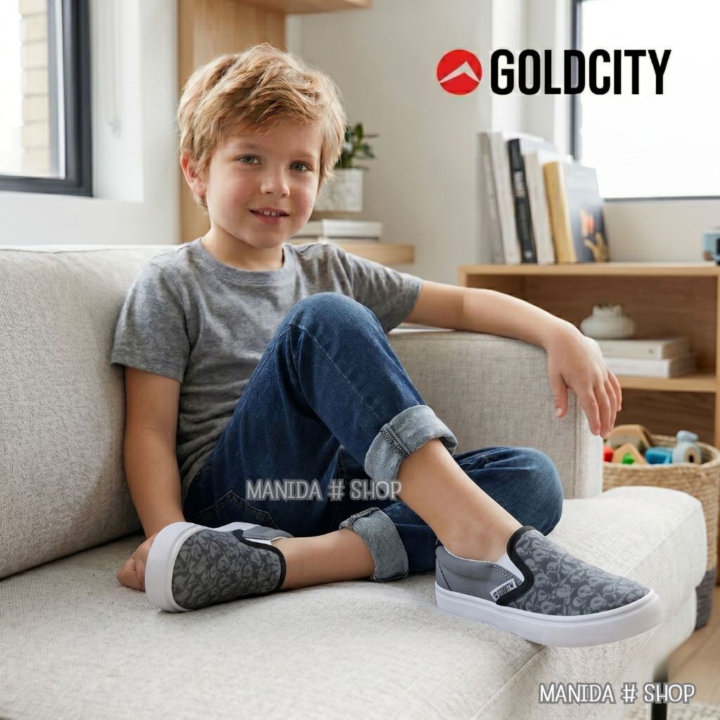 Gold City แท้-รองเท้าผ้าใบสลิปออนทรงแวน ลาย Looney Tunes ลิขสิทธิ์แท้ (รุ่น Bugs Bunny ) รองเท้าผ้าใบแบบสวมสบาย