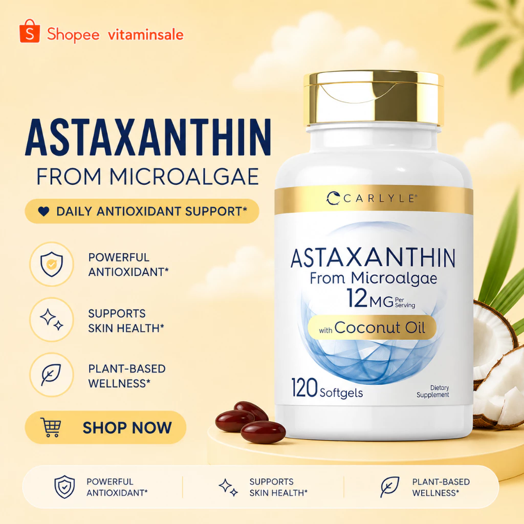 Carlyle Astaxanthin 12mg + Coconut Oil 120 ซอฟต์เจล
