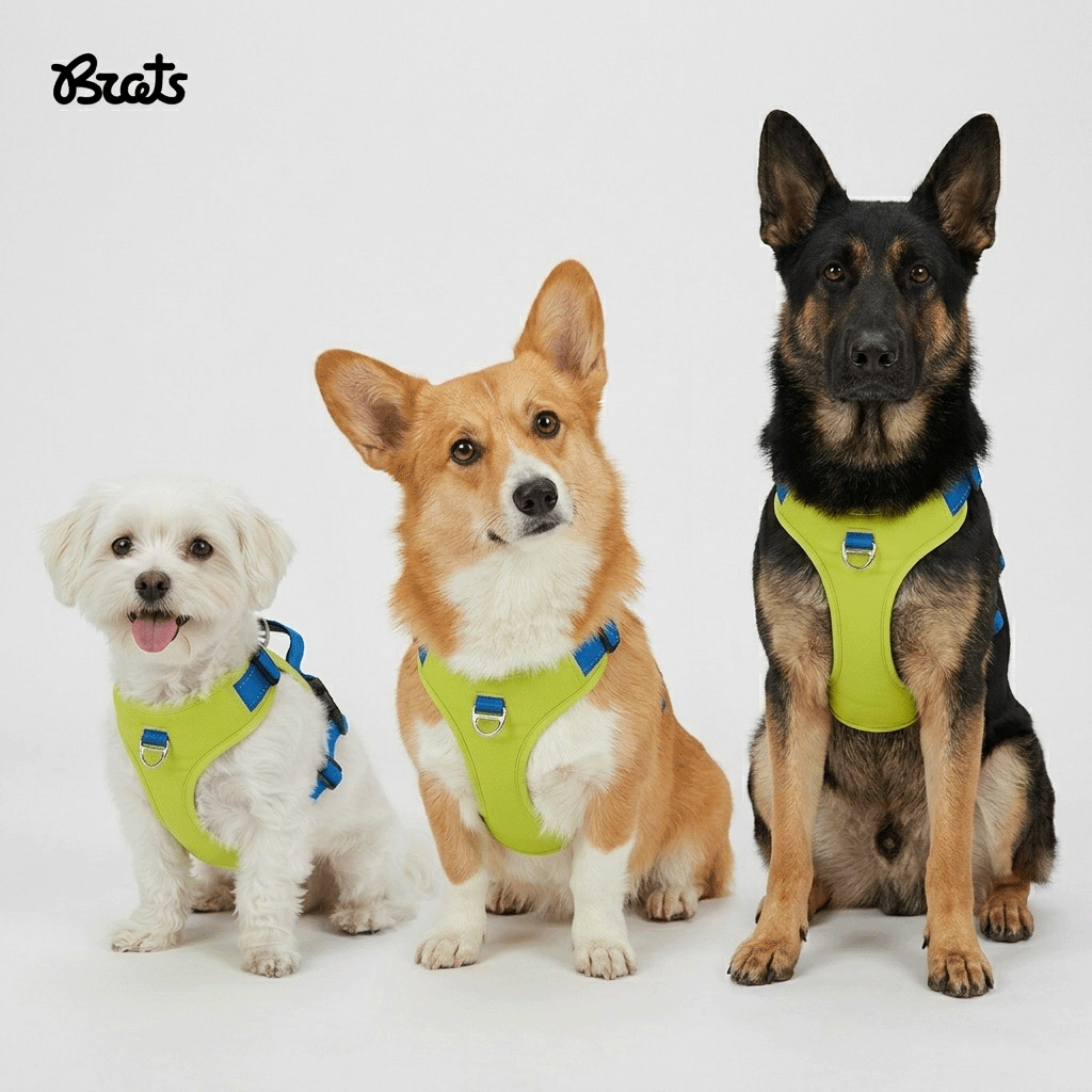 Brats Pet Dog Harness Leash Collar Set 3 in1 - No Pull Adjustable Walking Bundle