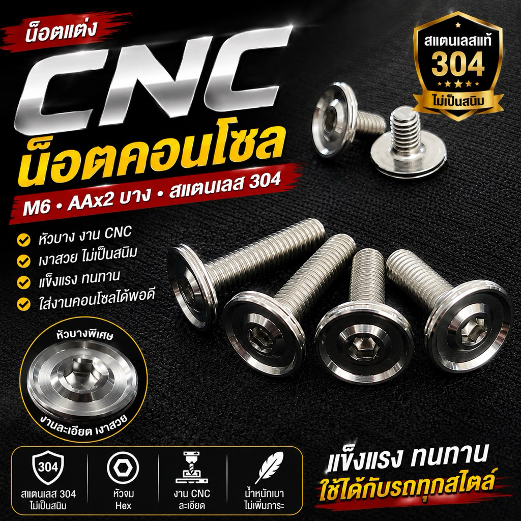 CNC-AAx2 น็อตคอนโซลM6x10,12,15,20,25,30,35,40