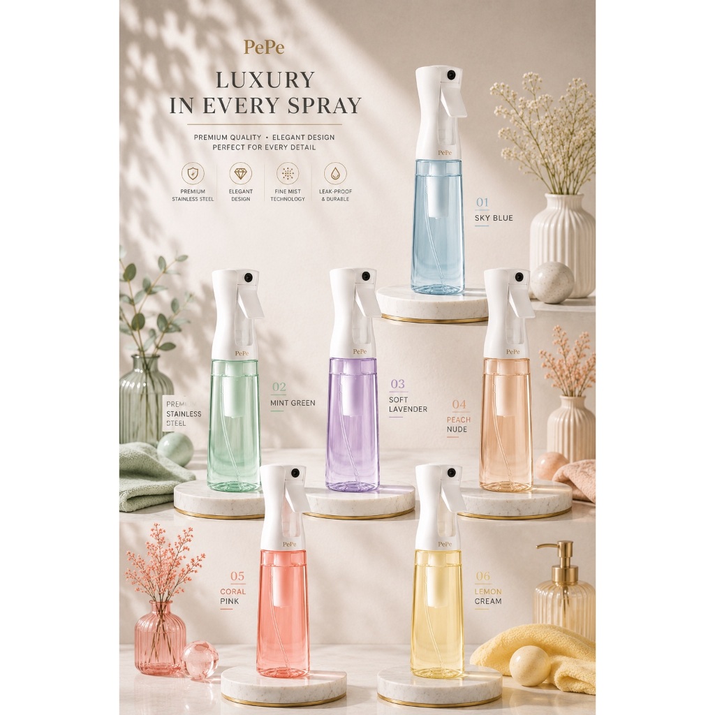 ขวดสเปรย์เปล่า สีสันสดใส พร้อมหัวฉีดแรงดัน ขนาด 300ml