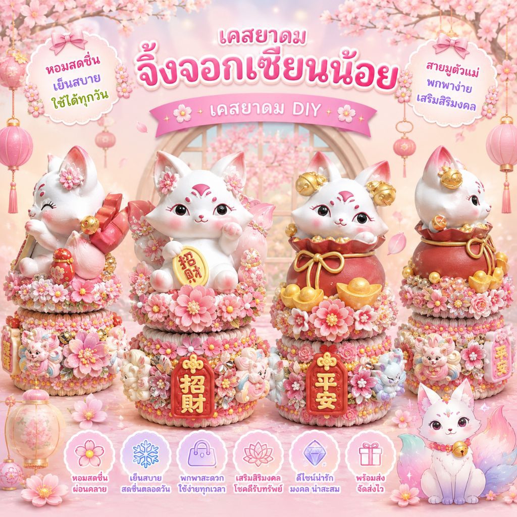 พร้อมส่ง งานจิ้งจอกเซียนน้อย เป็นเคสพร้อมยาดมหงส์ไทย 40กรัม สูตร2