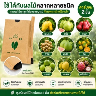 🥭พร้อมส่ง🥭ถุงห่อผลไม้คาร์บอน 100ใบ ถุงห่อมะม่วง ฝรั่ง ชมพู่ กันแมลง กันนก กันแดด กันฝน ผิวสวย ระบายอากาศดี 20x25/20x30