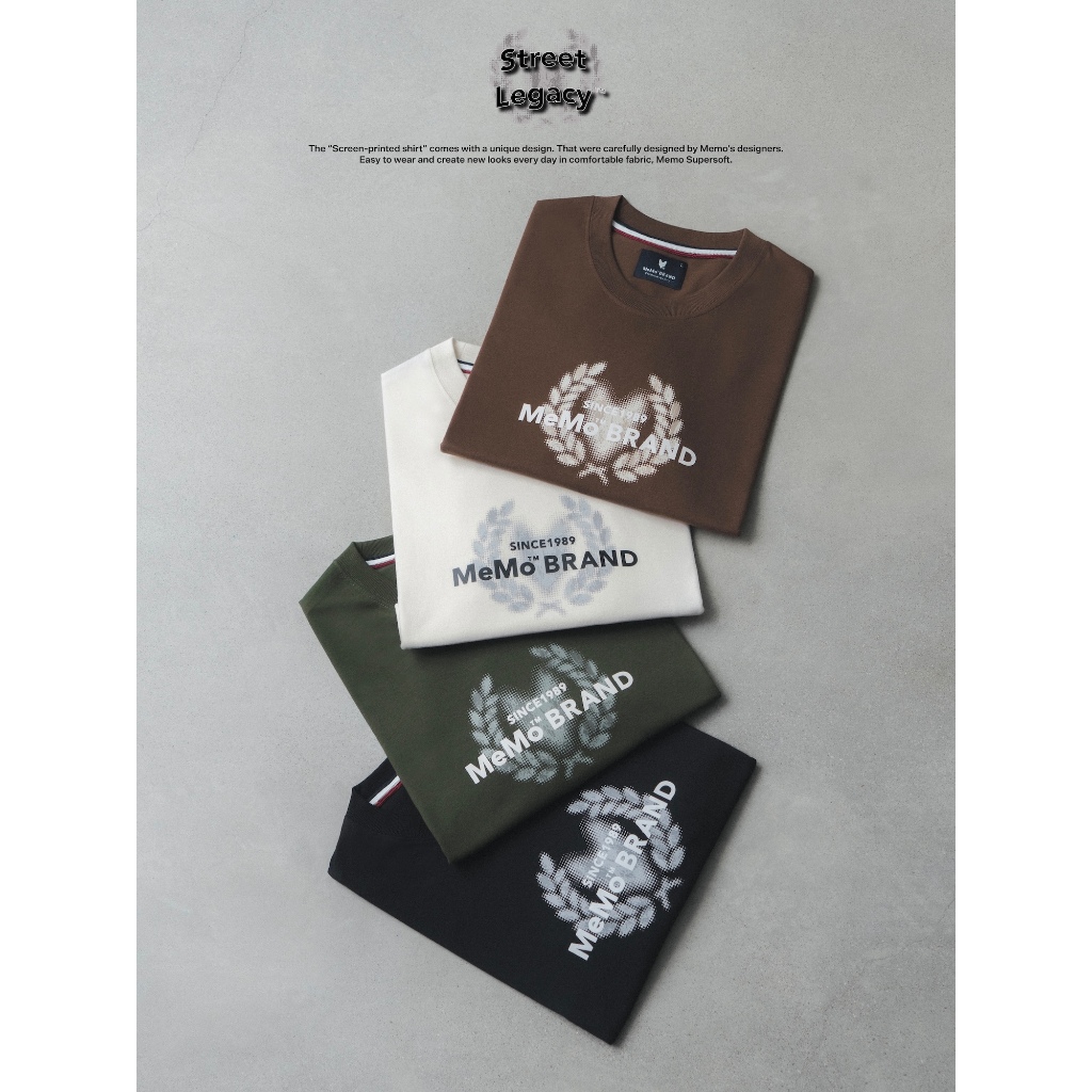MeMo™ | NEW | Street Legacy งานสกรีน Halftone+Crack ผ้า Supersoft แขนสั้น ทรง Unisex