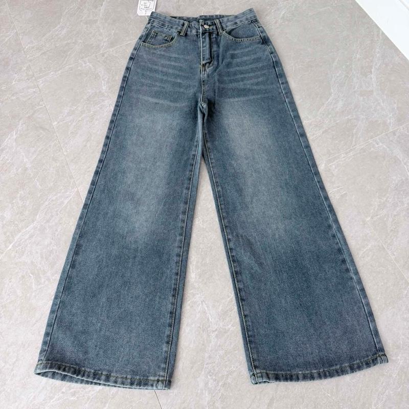 #J1990 (XS-6XL) jinjeans กางเกงยีนส์ขากระบอกใหญ่ baggy jeans สีบลูเฟด