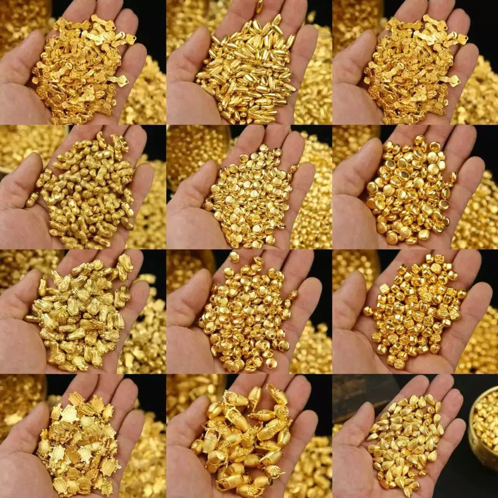 100ชิ้น โมเดลก้อนเงิน แผ่นทอง เมล็ดพีชมงคล เสริมดวง สิริมงคล