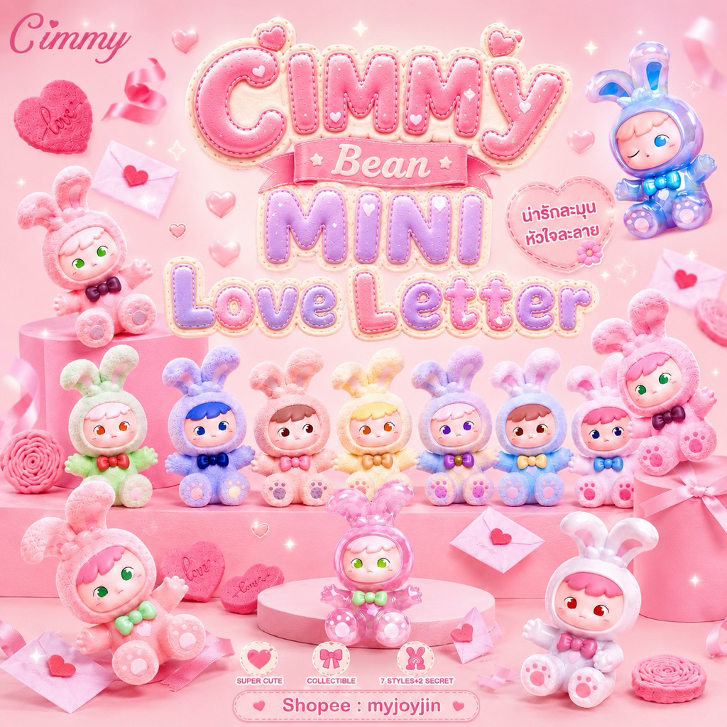( 1 สุ่ม / 1 ตัว ) CIMMY Bean MINI Love Letter Series - คอลรวมกระต่ายน่ารัก 🐰💖