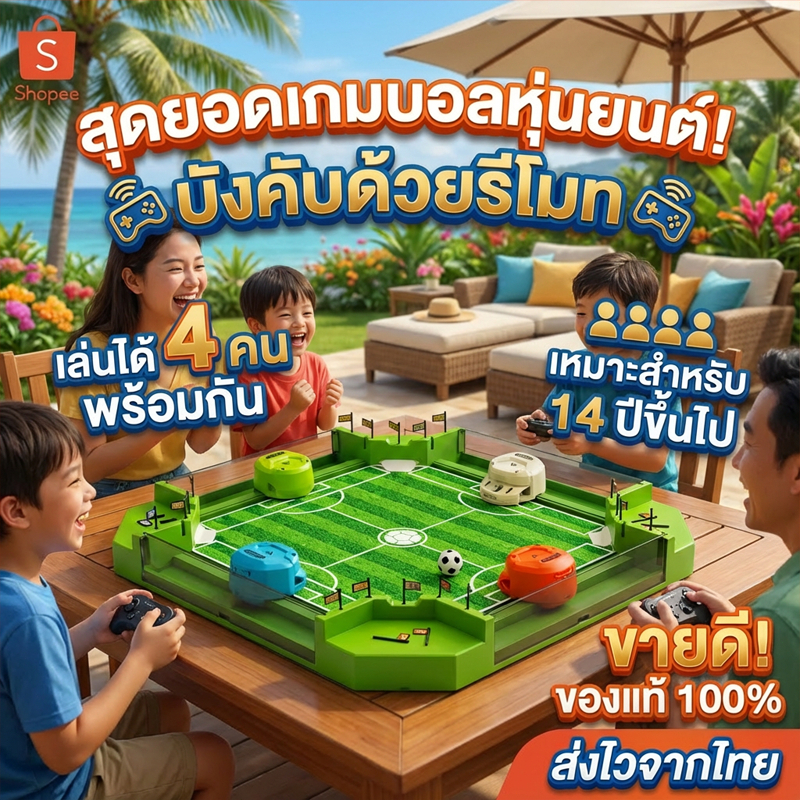 💥 คุ้มค่า 💥 เกมฟุตบอลโต๊ะบังคับวิทยุ4คน ของเล่นเสริมพัฒนาการ โต๊ะฟุตบอล แข่งกันได้ทั้งครอบครัว 60x60cm