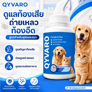QYVARO โปรไบโอติก ท้องเสีย ถ่ายเหลว ท้องอืด เสริมสมดุลลำไส้ สุนัข แมว ทุกสายพันธุ์ ระบบทางเดินอาหาร