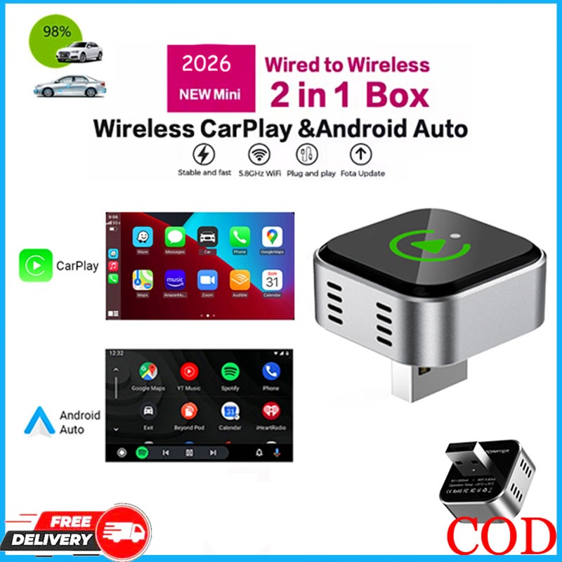 2026 Wireless CarPlay Android Auto USB Dongle และอะแดปเตอร์ไร้สาย  Adapter แบบมีสายกับปลั๊กไร้สายและเล่น