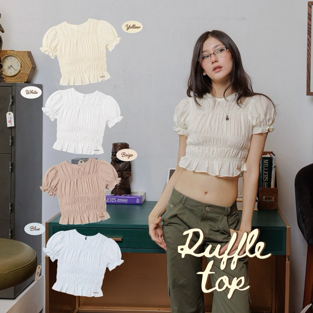 RUFFLE (Blue•Yellow•Brown•White)TOP