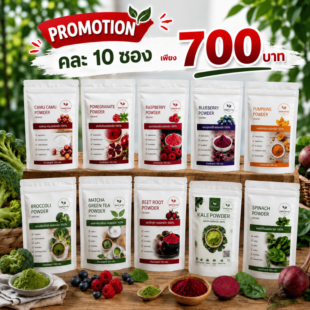 ผงผักเคล ผงผลไม้ 💥 โปร ชื้อ 10 ซอง เพียง 700 บาท 💥 ขนาด 100กรัม/ซอง (คละได้ทุกผง)