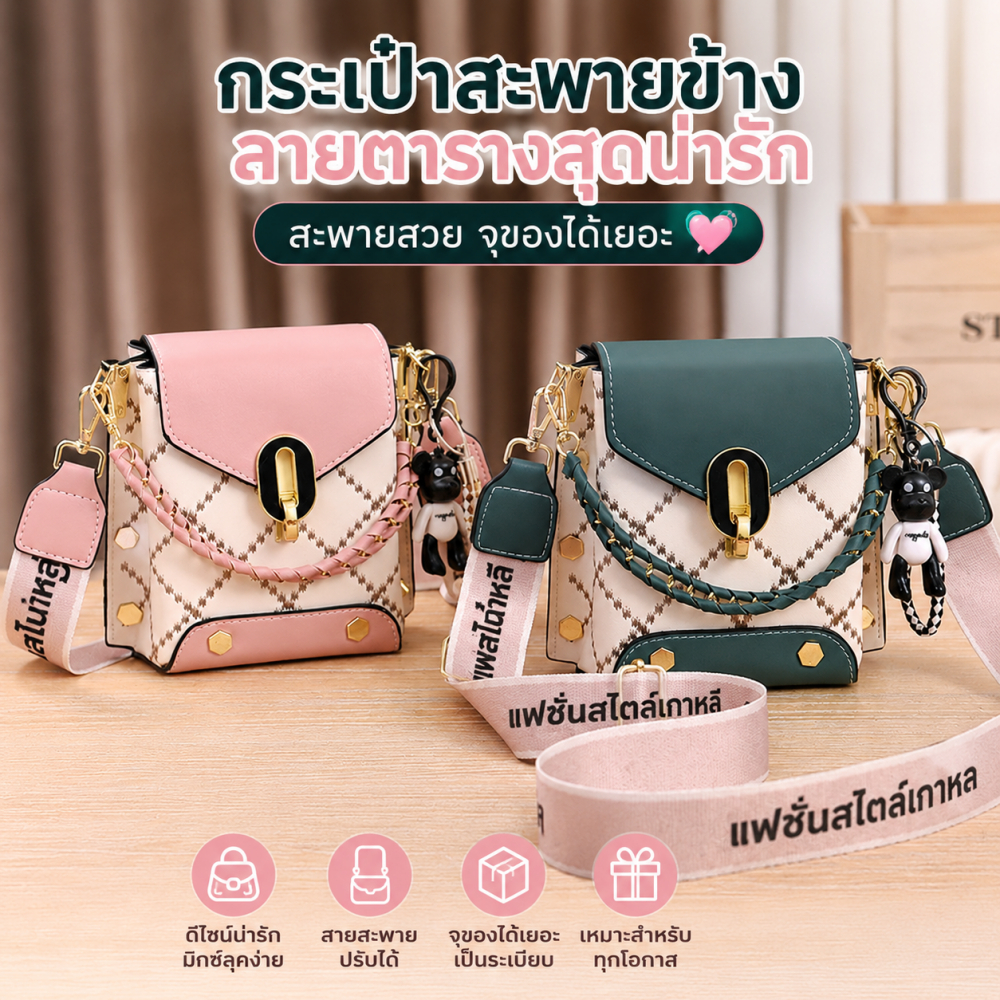 กระเป๋าสะพายไหล่ ทรงสี่เหลี่ยม ขนาดเล็ก มีโซ่ละเอียด ใส่โทรศัพท์ได้ แบบสวมใส่สบายทุกวัน