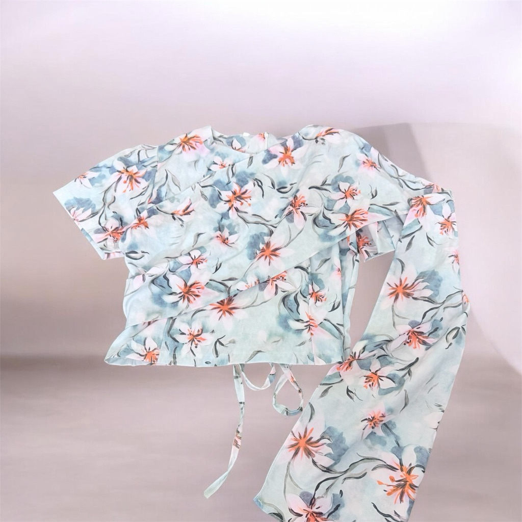 เสื้อสไบลายดอกไม้ ซิบหลัง เชือกผูกหลัง อก38-40