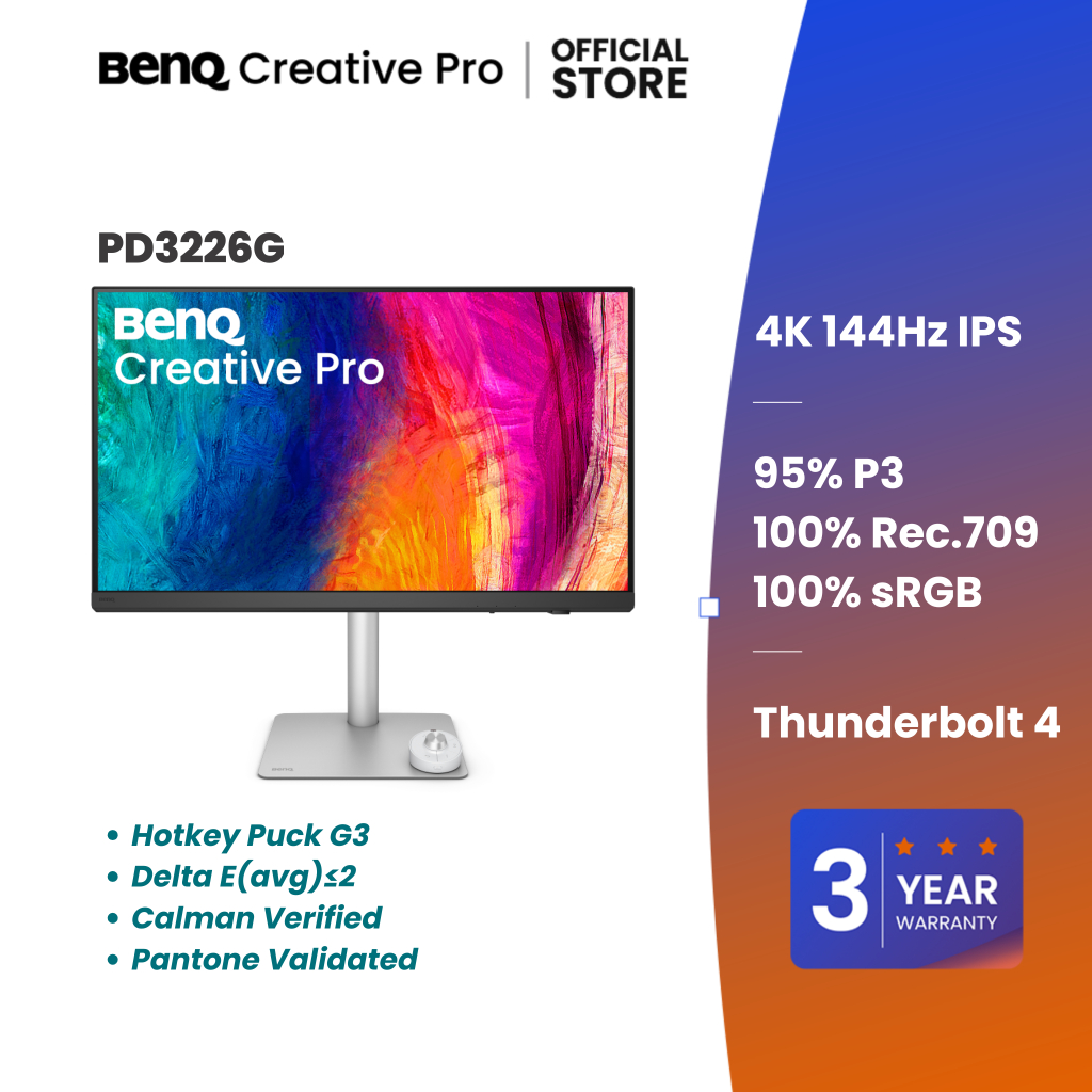 BenQ Creative Pro PD3226G | 31.5นิ้ว 4K 144Hz IPS 95% P3 Thunderbolt 4 Mac-Ready Designer Monitor