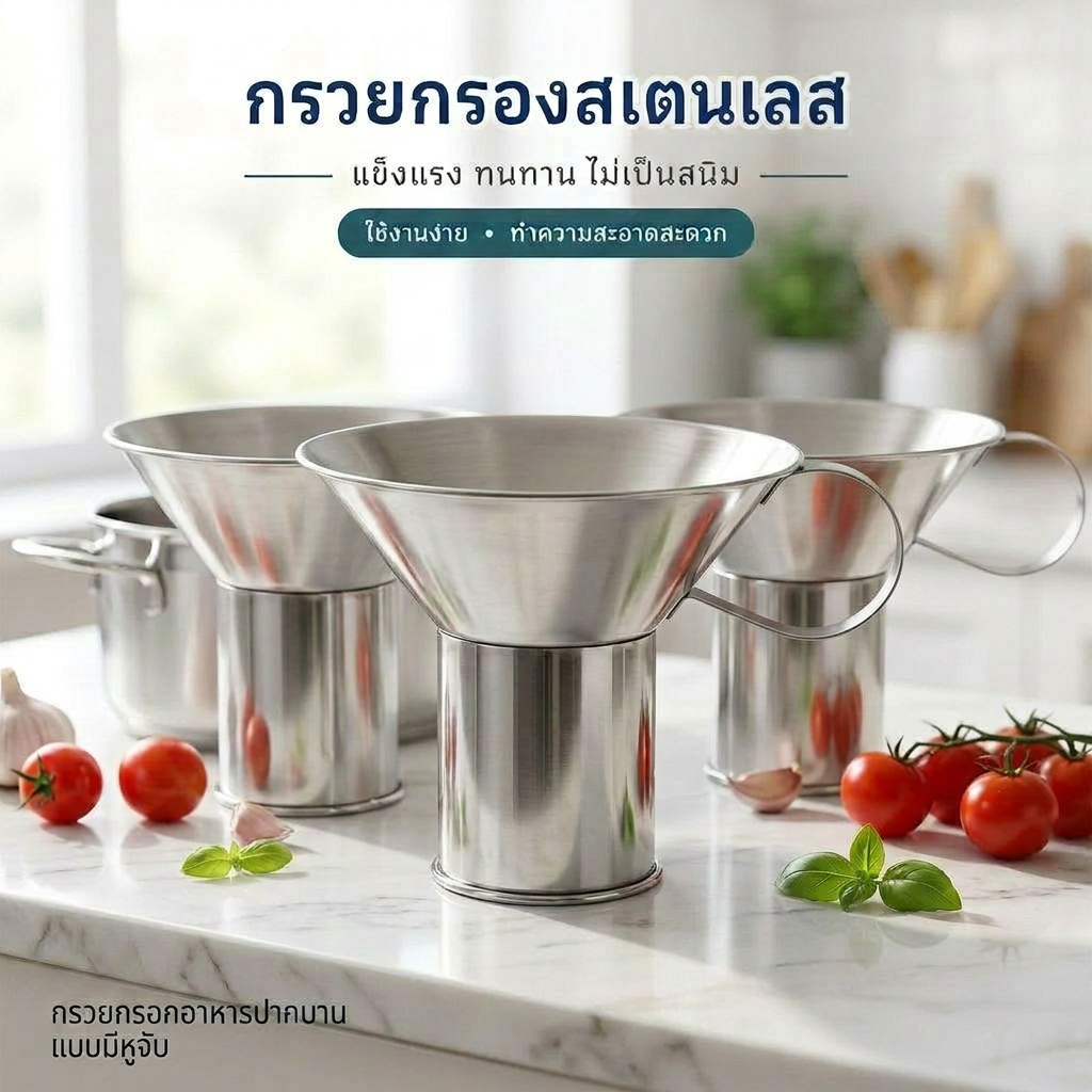 กรวยกรอกอาหาร ใส่ถุง ขนาดความกว้างปาก 15 ซม.  (1ชิ้น)