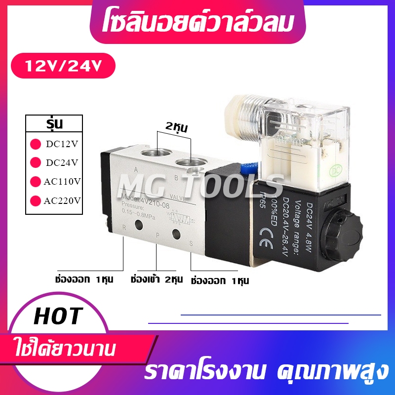 วาล์วโซลินอยด์ 12V 24V AC110V AC220V ราคาต่อชิ้น 4V210-08 โซลินอยด์วาล์ว Solenoid Valves
