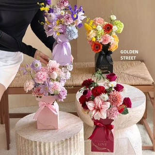 🌷🌷BAG🌷🌷กล่องใส่ดอกไม้ ทรงแจกัน กล่องดอกไม้ตั้งโต๊ะ จัดช่อดอกไม้ โอกาสพิเศษ