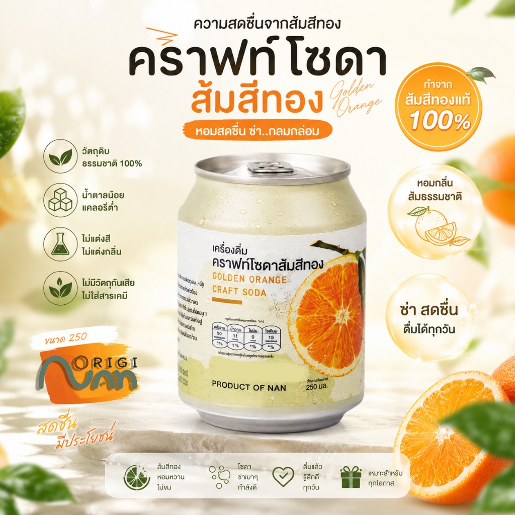 คราฟต์โซดาส้มสีทอง OrigiNan