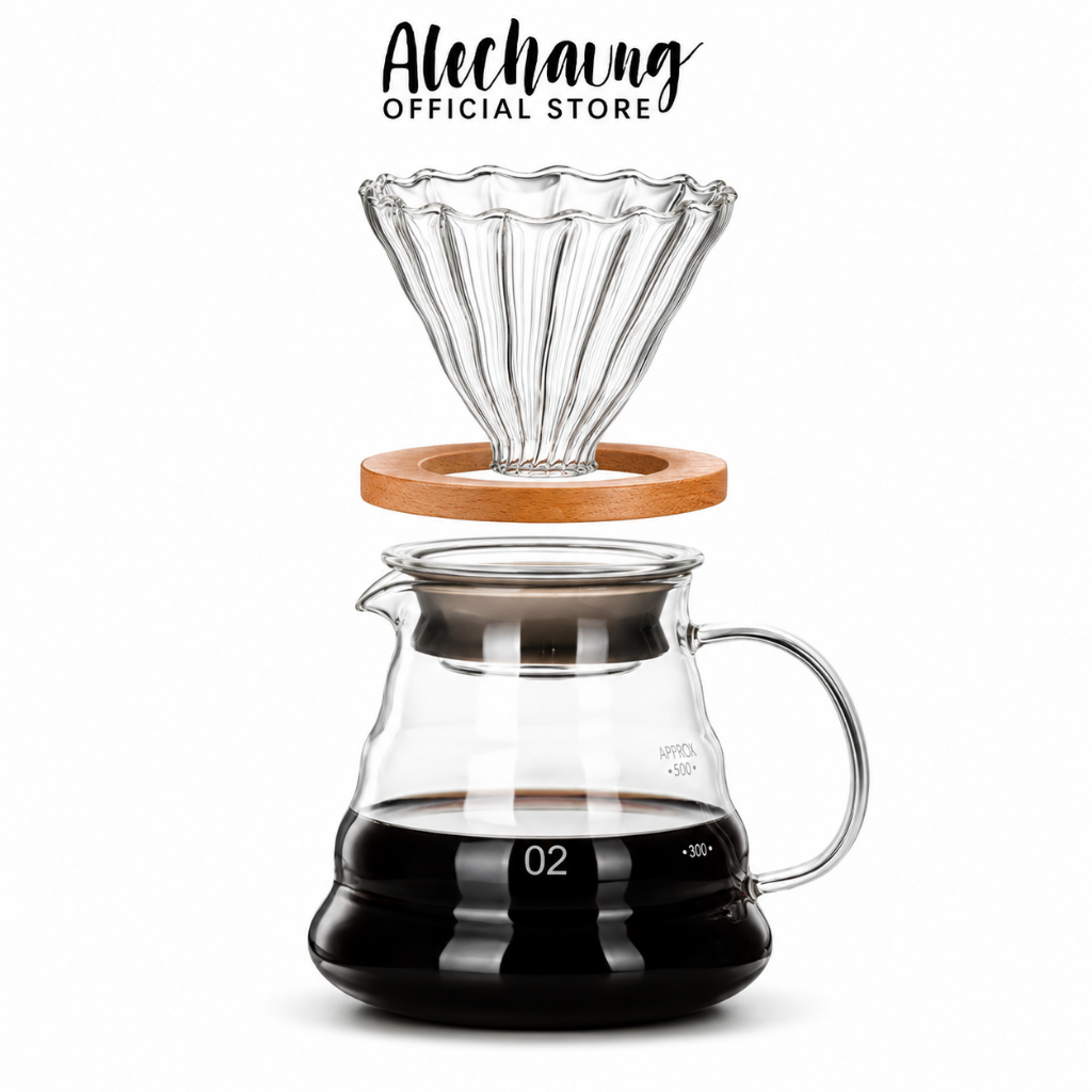 Alechaung เหยือกดริปกาแฟ 300/500ml กาชงกาแฟ ทนร้อน ชุดชงกาแฟ Coffee glass Pot