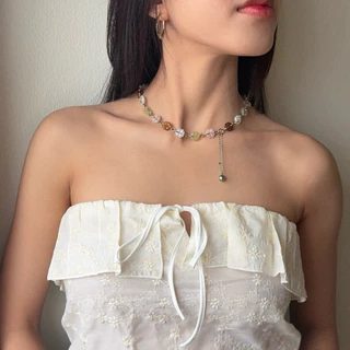 สร้อยคอกระดุม ห่วงสแตนเลส (โดนน้ำได้)📿🫒