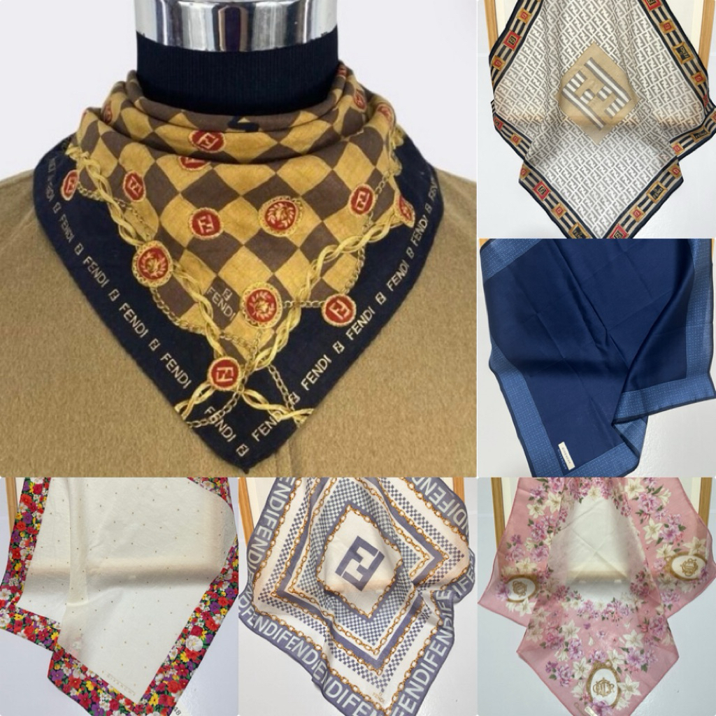 Vintage Handkerchiefs Brandname ผ้าเช็ดหน้าแบรนด์เนมแท้มือสองญี่ปุ่นคัดสภาพ