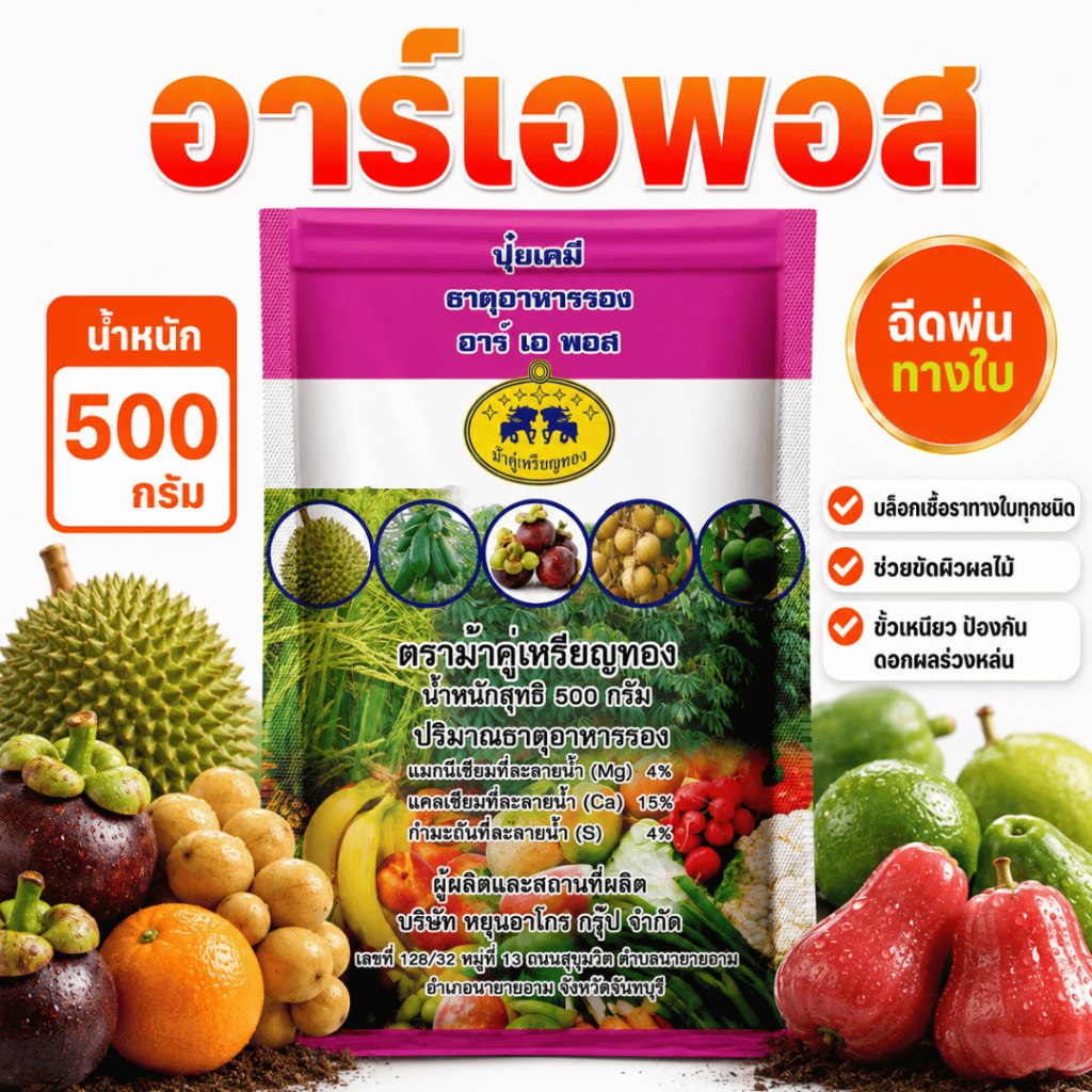 🔥ส่งไว🔥 อาร์เอพอส [ ขนาด 500 กรัม ]  -  ป้องกันเชื้อราทางใบได้ทุกชนิด ฉีดพ่นทางใบ ป้องกันเชื้อรา ช่วยขัดผิวผลไม้มันเงา