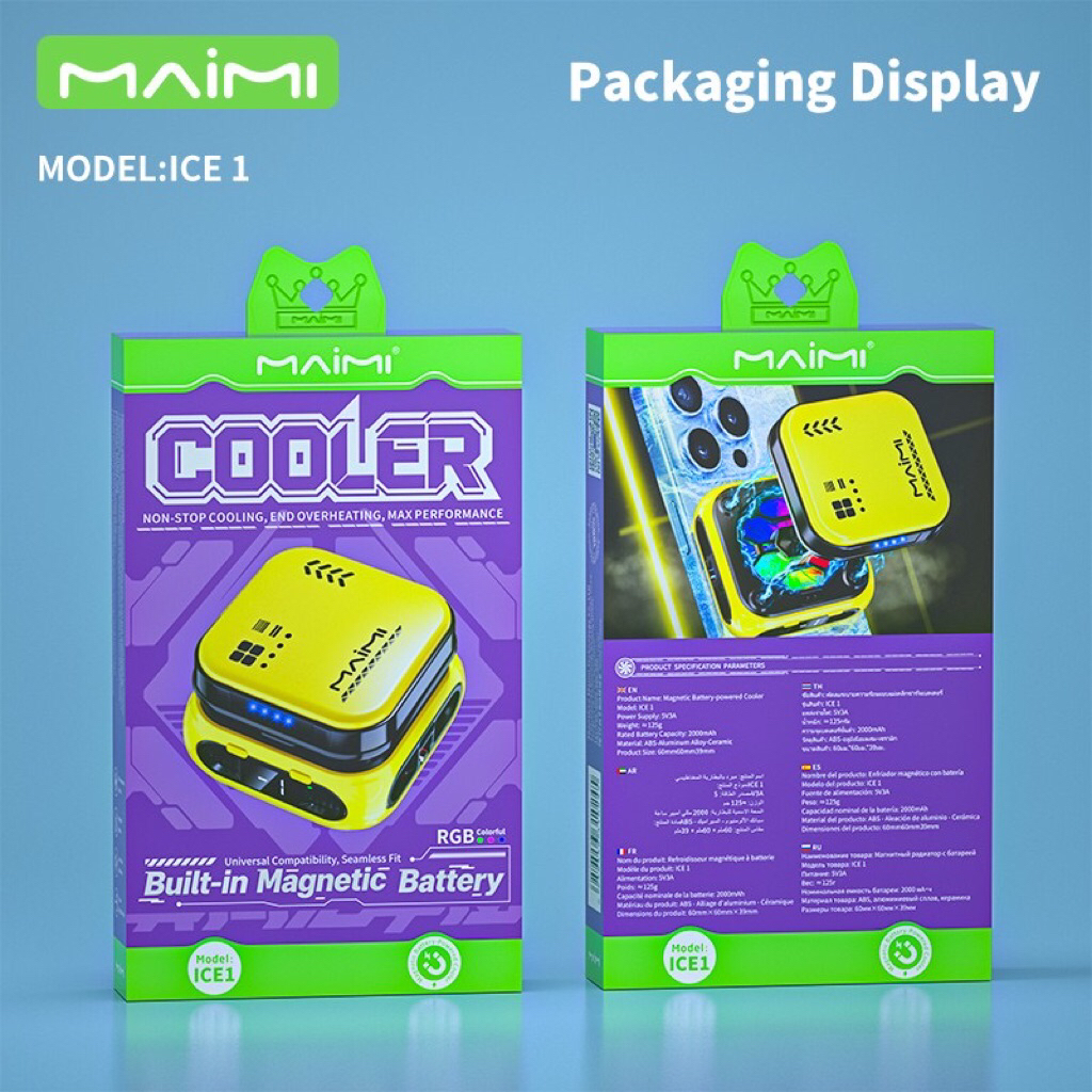 Maimi รุ่น ICE1 พัดลมระบายความร้อนแบบชาร์จแบตเตอรี่ มือถือแบบพกพา มีประสิทธิภาพในการลดความร้อน