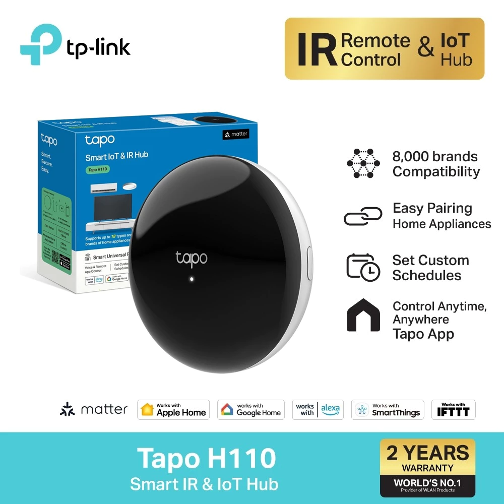 🔥ขายดีส่งไว🔥TP-LINK (Tapo H110) Smart IR & IoT Hub อุปกรณ์เปิดปิดแอร์ ทีวีและรีโมท ควบคุมผ่าน App 1y