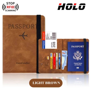 PU กระเป๋าหนังสือเดินทาง กระเป๋าสตางค์แฟชั่น RFID อเนกประสงค์ กระเป๋าการ์ด