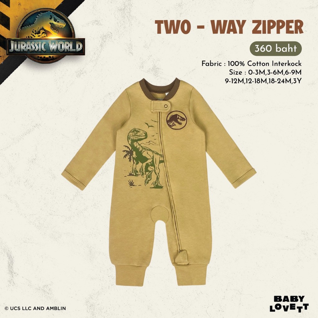 [Babylovett] 26 Drop3 Jurassic World - Two-Way Zipper ชุดนอนเปิดเท้า