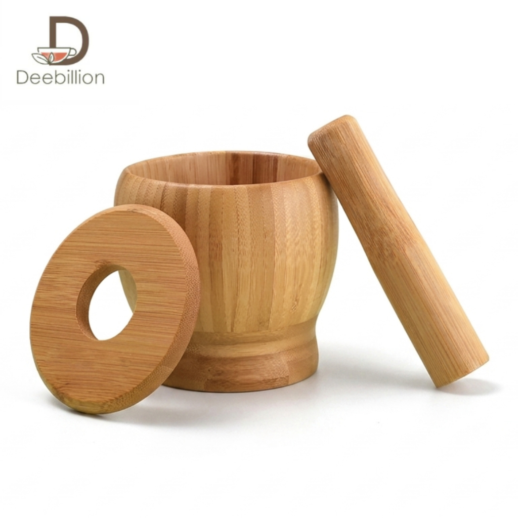 ครกไม้ ครกบดยา 4 นิ้ว 4.5 นิ้ว พร้อมสาก Wooden Mortar น้ำหนักเบา Deebillion