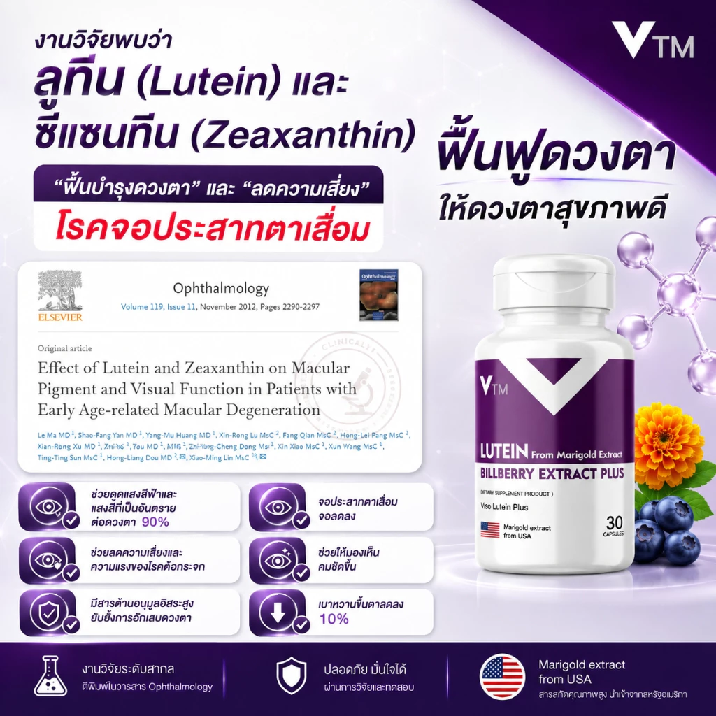 VTM Lutein วิตามินบำรุงสายตา ลูทีน-ซีแซนทีน สารสกัดดอกดาวเรือง บิลเบอร์รี่ ฟื้นฟูดวงตา มองเห็นชัดเจน thumbnail 8