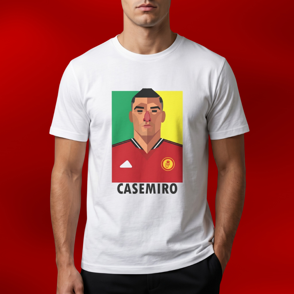 PSM เสื้อยืดลายนักฟุตบอล เสื้อลาย Casemiro แมนยูฯ